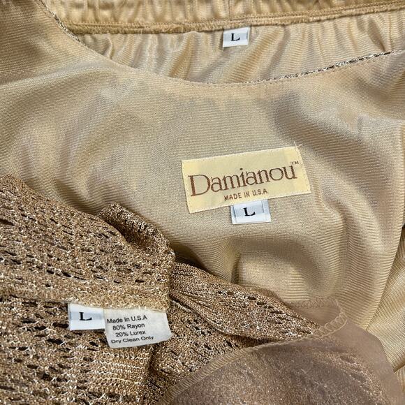 Vintage Damianou 3 piece skirt set mother of bride Gold shimmery Size Large - Picture 7 of 7